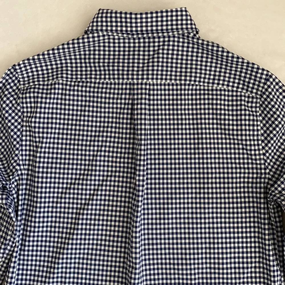 Vineyard Vines | Performance Gingham Button Down Nylon Whale Shirt Blue (L/16) - Picture 12 of 16